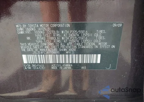 2010 Scion Xb z USA, uszkodzony, nr VIN JTLZE4FE2A1104895